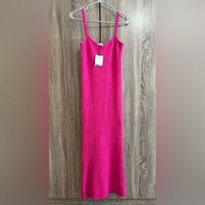 ZARA Hot Pink Wool-Blend Long Slip Bodycon Dress M